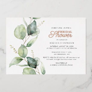 Eucalyptus Greenery Script Bridal Shower Rose Gold