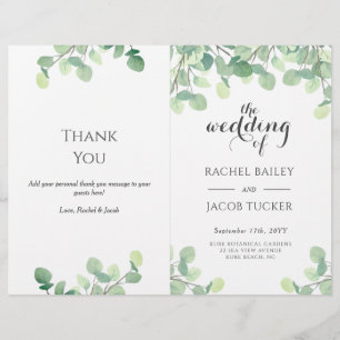 Eucalyptus Greenery Script Floral Wedding Program