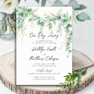 Eucalyptus Greenery Script Modern One Day Away Invitation