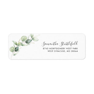 Eucalyptus Greenery Script Modern Return Address