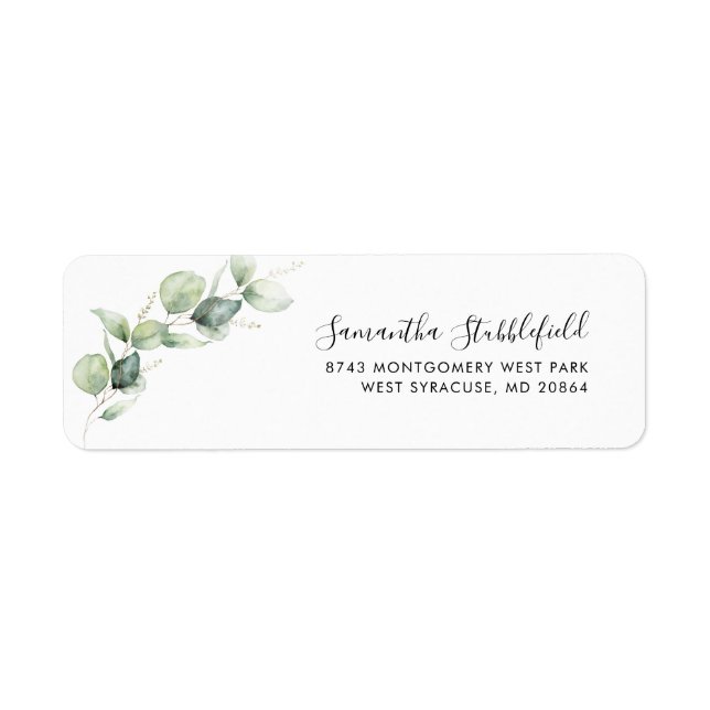 Eucalyptus Greenery Script Modern Return Address (Front)