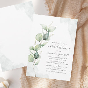 Eucalyptus Greenery Script Rustic Bridal Shower Invitation