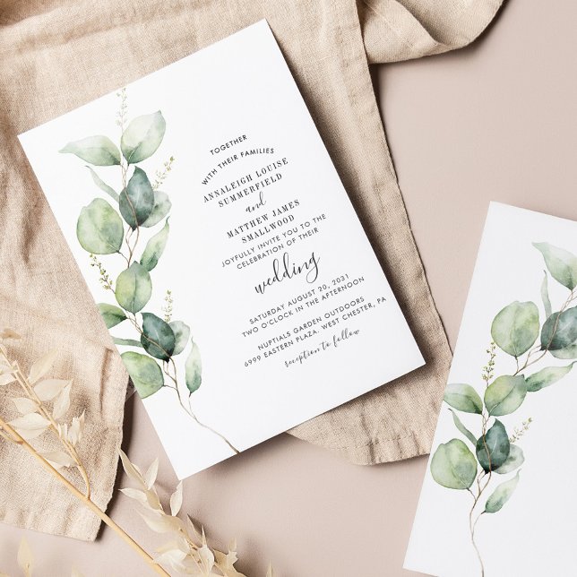 Eucalyptus Greenery Script Wedding Invitation (Creator Uploaded)