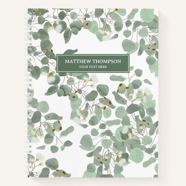 Eucalyptus Greenery Silver Dollar Gum Blossoms  Notebook (Front)