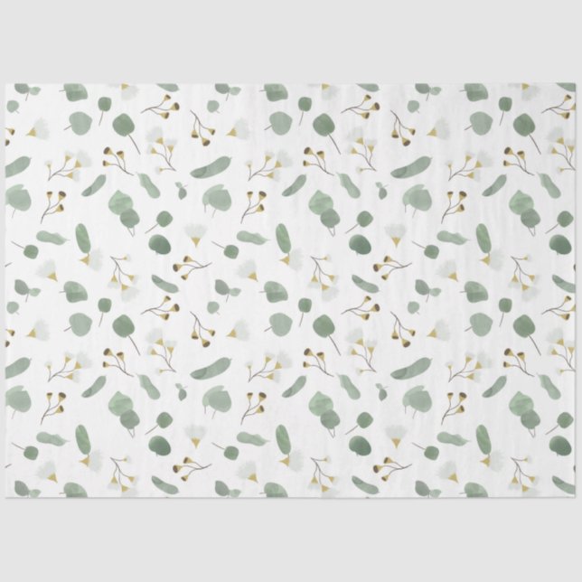Eucalyptus Greenery Silver Dollar Gum Blossoms  Tissue Paper (Front)