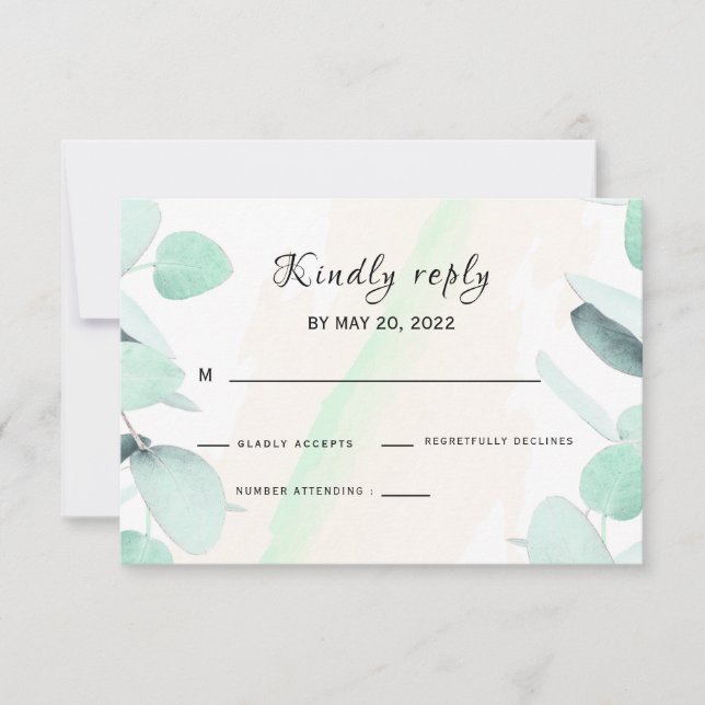 Eucalyptus Greenery Simple and Modern RSVP Card (Front)