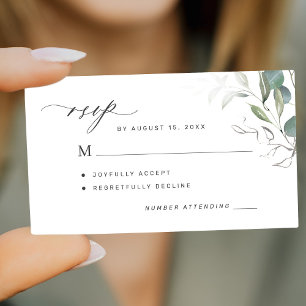 Eucalyptus greenery simple elegant wedding RSVP Card