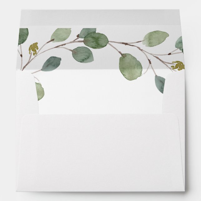 Eucalyptus Greenery | Simple Watercolor Wedding Envelope (Back (Bottom))