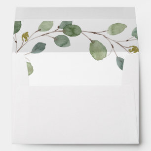 Eucalyptus Greenery   Simple Watercolor Wedding Envelope