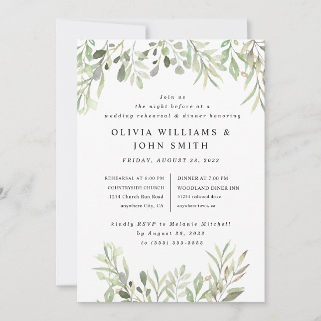 Eucalyptus Greenery Simple Wedding Invitation (Front)