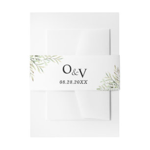 Eucalyptus Greenery Simple Wedding Invitation Belly Band