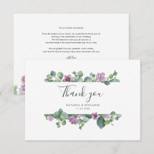 Eucalyptus Greenery Stylish Script Wedding Thank You Card