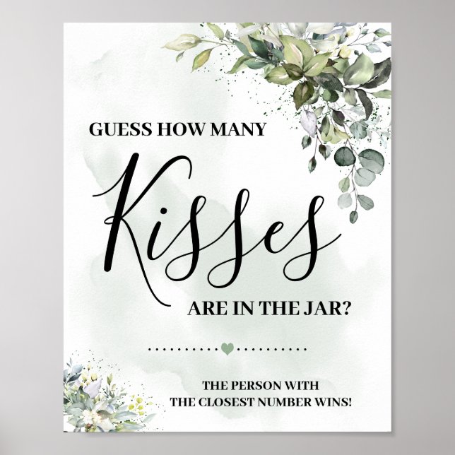 Eucalyptus greenery succulent how many kisses sign (Front)