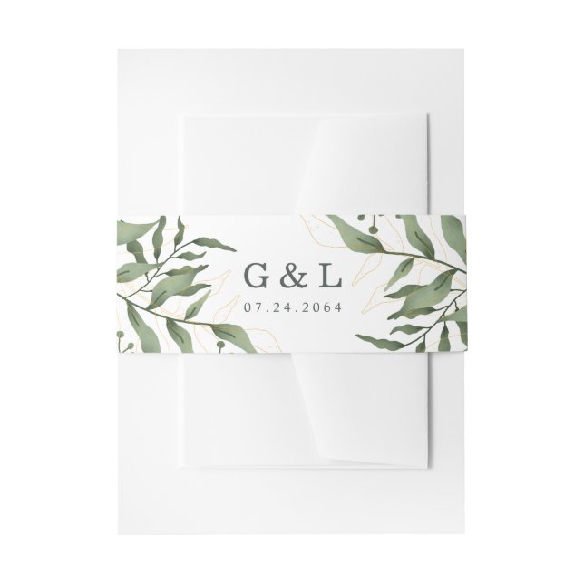 Eucalyptus Greenery Succulent Invitation Invitation Belly Band (Front Example)