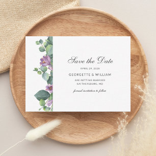 Eucalyptus Greenery Succulent Script Save the Date Card