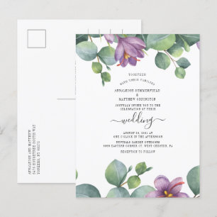 Eucalyptus Greenery Succulent Watercolor Wedding Invitation Postcard