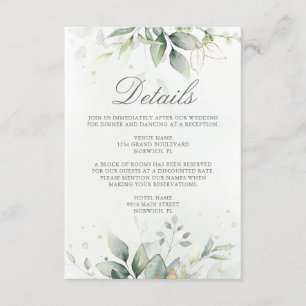 Eucalyptus Greenery Succulent Wedding Enclosure Card