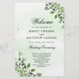 Eucalyptus Greenery Succulent Wedding Programs