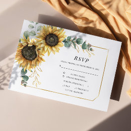 Eucalyptus Greenery Sunflower Geometric Gold RSVP
