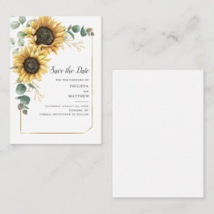 Eucalyptus Greenery Sunflower Wedding Save Date Card