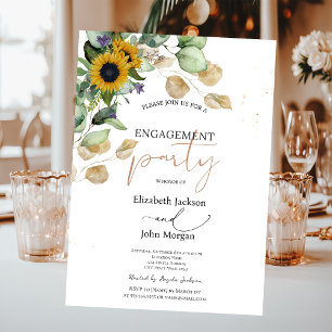 Eucalyptus Greenery Sunflowers Engagement   Invitation