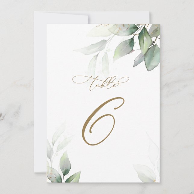 Eucalyptus Greenery Table 6 Wedding Table Number (Front)