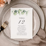 Eucalyptus Greenery Table Number 12 Seating Chart<br><div class="desc">Plan your wedding reception with precision, from save the date, to day of the wedding events like the reception and seating arrangements with these botanical eucalyptus leaves table number seating chart cards. Simple plug in the names of the guests and the table numbers. This way, the wedding party will arrive...</div>