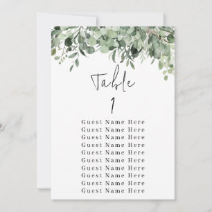 Eucalyptus Greenery Table Number 1 Seating Chart  