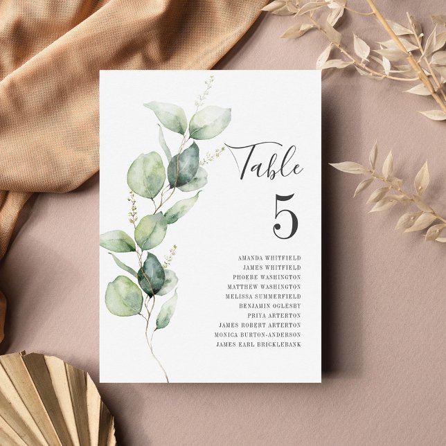 Eucalyptus Greenery Table Number 5 Wedding Seating (Creator Uploaded)