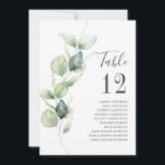 Eucalyptus Greenery Table Number Wedding Seating<br><div class="desc">Plan your wedding reception with precision, from save the date, to day of the wedding events like the reception and seating arrangements with these botanical eucalyptus leaves table number seating chart cards. Simple plug in the names of the guests and the table numbers. This way, the wedding party will arrive...</div>