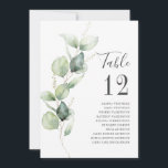 Eucalyptus Greenery Table Number Wedding Seating<br><div class="desc">Plan your wedding reception with precision, from save the date, to day of the wedding events like the reception and seating arrangements with these botanical eucalyptus leaves table number seating chart cards. Simple plug in the names of the guests and the table numbers. This way, the wedding party will arrive...</div>