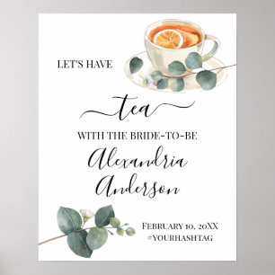Eucalyptus Greenery Tea Bridal Shower Welcome Sign