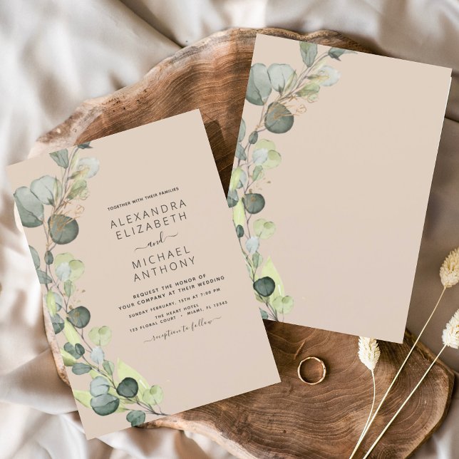 Eucalyptus Greenery Terracotta Elegant Wedding Invitation (Creator Uploaded)
