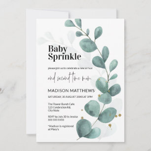 Eucalyptus Greenery Watercolor Baby Sprinkle Invit Invitation
