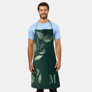 Eucalyptus Greenery Watercolor Botanical Monogram Apron
