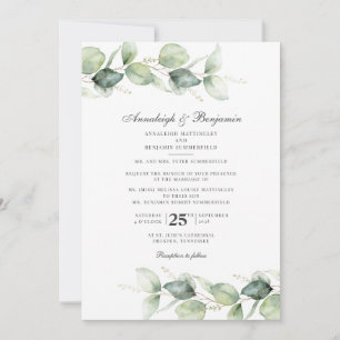 Eucalyptus Greenery Watercolor Botanical Wedding Invitation