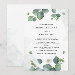 Eucalyptus Greenery Watercolor Bridal Shower Invitation