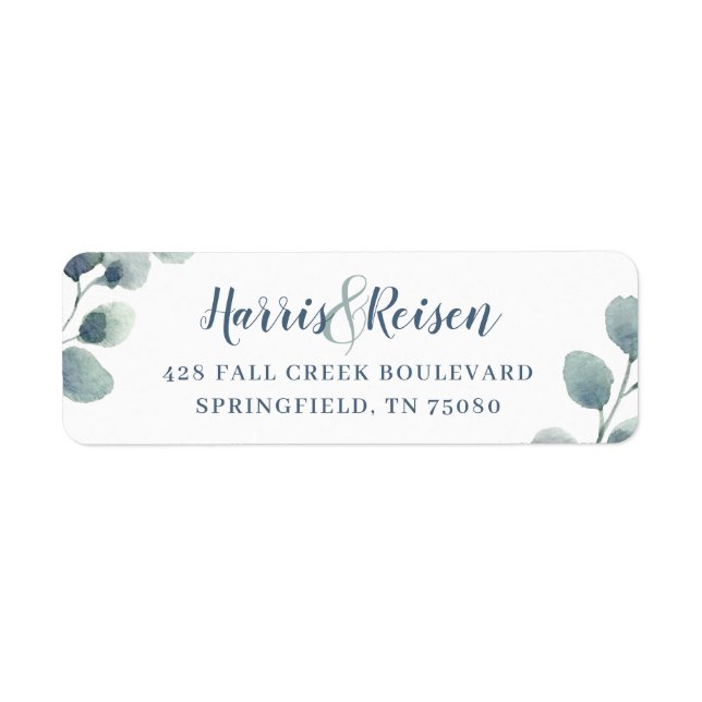 Eucalyptus Greenery Watercolor Foliage Dusty Blue (Front)