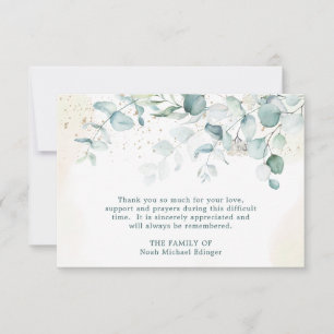 Eucalyptus Greenery Watercolor Funeral Thank You Card