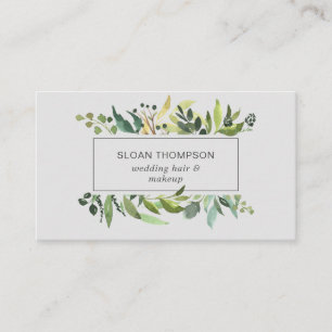 Eucalyptus Greenery Watercolor Grey Business Card