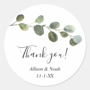Eucalyptus greenery watercolor modern simple classic round sticker