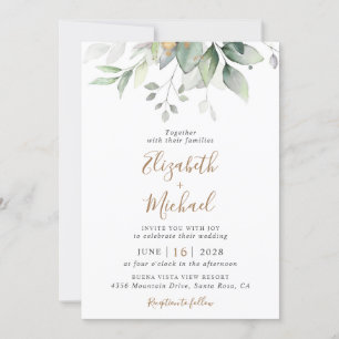 Eucalyptus Greenery Watercolor QR Code Wedding Invitation
