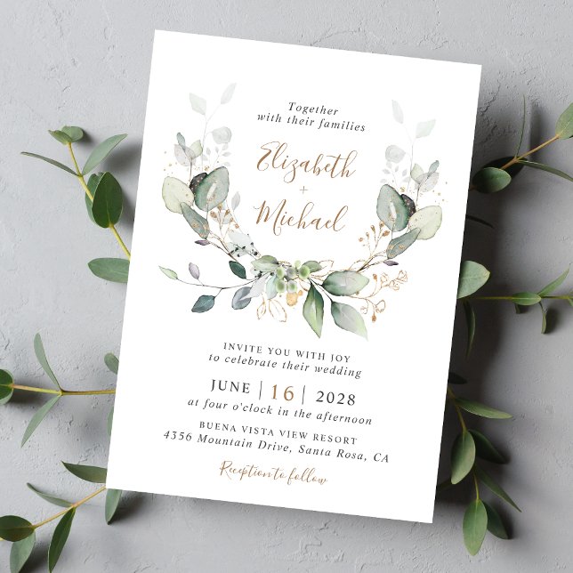 Eucalyptus Greenery Watercolor Wedding Invitation (Creator Uploaded)