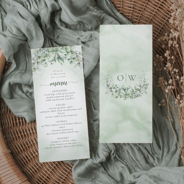 Eucalyptus Greenery Watercolor Wedding Menu (Creator Uploaded)