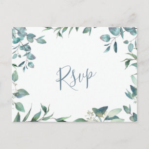 Eucalyptus Greenery Watercolor Wedding RSVP Postcard
