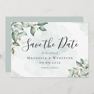 Eucalyptus Greenery Watercolor Wedding Save The Date