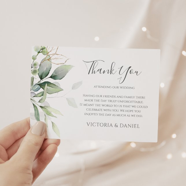Eucalyptus Greenery Watercolor Wedding Thank You Card (Creator Uploaded)