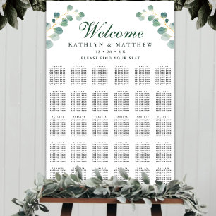 Eucalyptus Greenery Wedding 30 Table Seating Poster