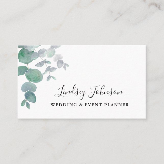 Eucalyptus Greenery Wedding And Event Planner Business Card (Front)