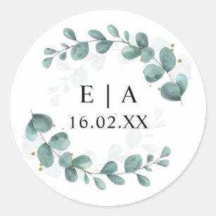 Eucalyptus Greenery Wedding Bonbonniere Classic Round Sticker